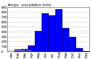 Mergui Burma Annual Precipitation Graph