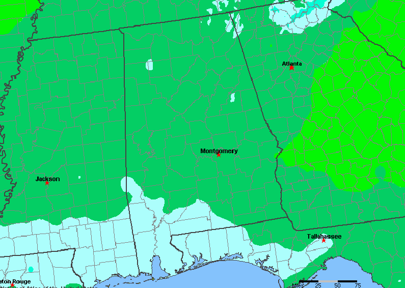 The State of Alabama Yearly Average Precipitation