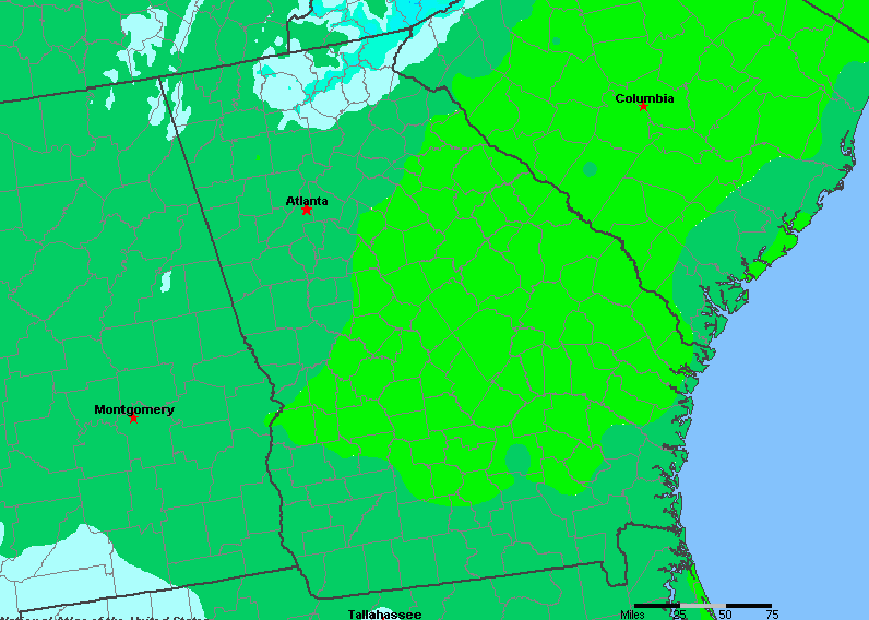 The State of Georgia Yearly Average Precipitation