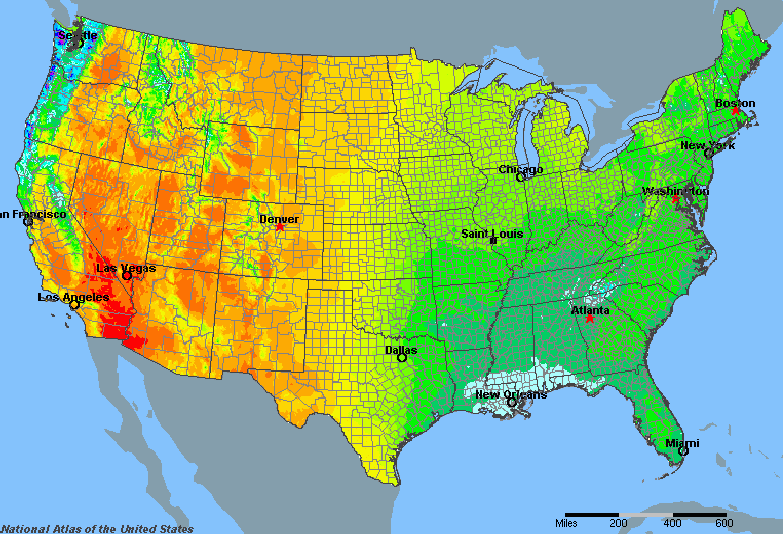 The United States Yearly Average Precipitation