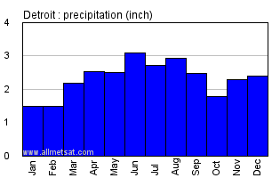 Detroit Michigan Annual Precipitation Graph