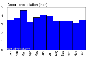 Greer-Greenville South Carolina Annual Precipitation Graph