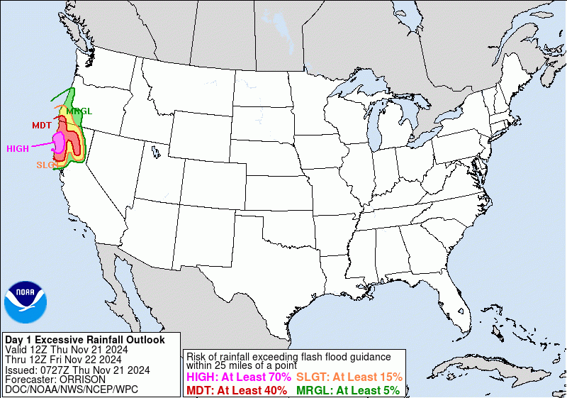 United States Day 1 Excessive Rainfall Outlook