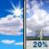 Monday: A 20 percent chance of showers and thunderstorms after noon.  Sunny, with a high near 80. Northwest wind 10 to 20 mph becoming northeast in the afternoon. Winds could gust as high as 30 mph. 