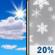 Today: A 20 percent chance of snow after 3pm.  Mostly sunny, with a high near 30. Light south wind increasing to 5 to 10 mph in the afternoon. 