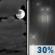 Monday Night: A chance of rain after 1am.  Mostly cloudy, with a low around 49. Southeast wind around 5 mph.  Chance of precipitation is 30%.