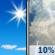 Monday: A 10 percent chance of showers and thunderstorms after noon.  Mostly sunny, with a high near 86. East wind 5 to 15 mph becoming west in the afternoon. 