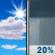 Tuesday: A slight chance of showers after 2pm.  Partly sunny, with a high near 63. North wind around 7 mph becoming south in the afternoon.  Chance of precipitation is 20%.