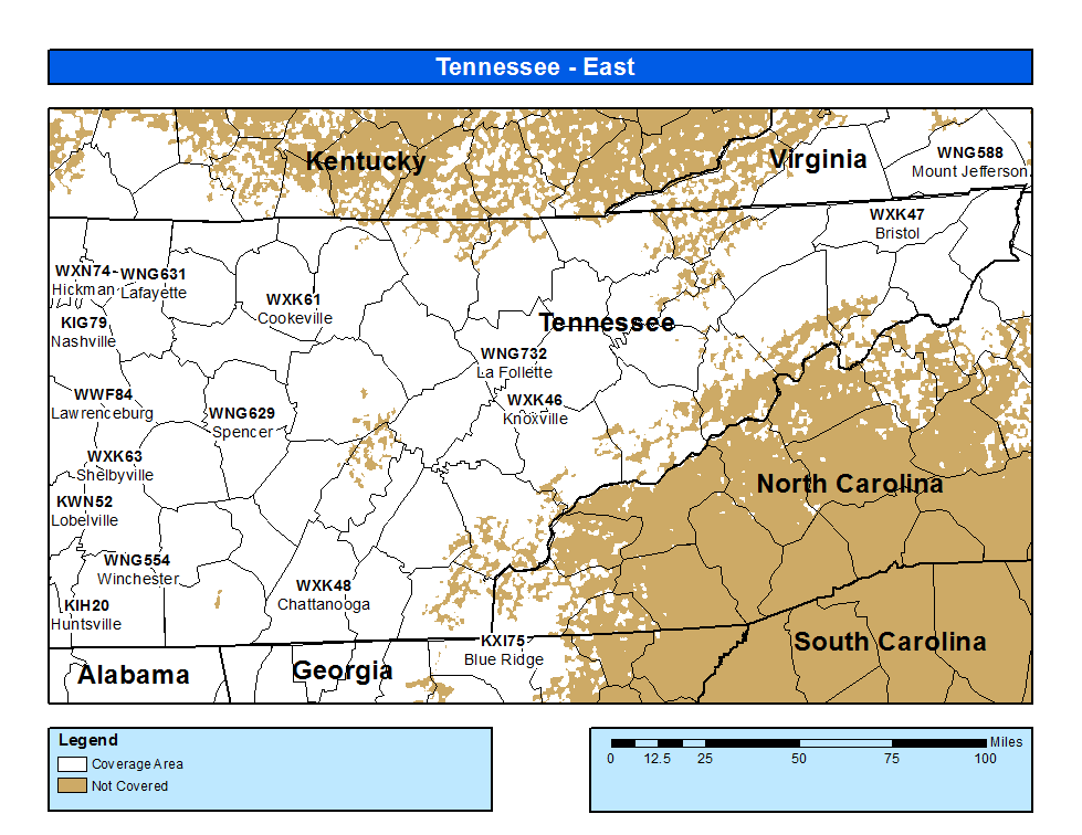 Tennessee Weather Radio Coverage Map